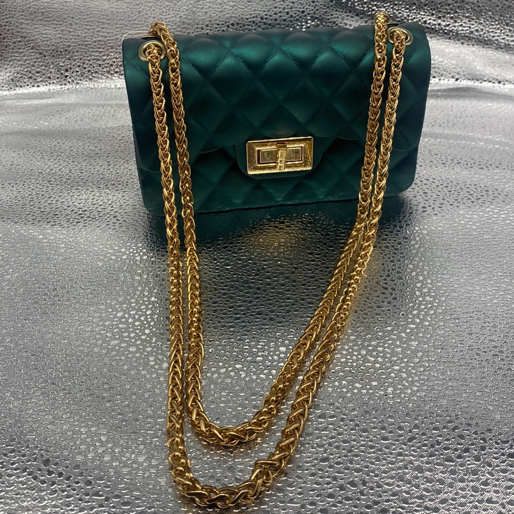 NWT Alpha Bags Mini Green Quilted Shoulder Bag